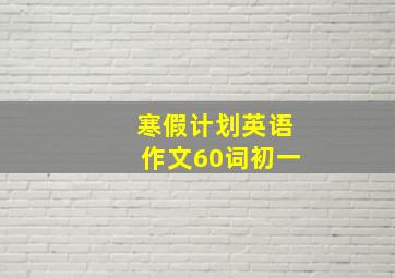 寒假计划英语作文60词初一