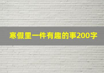 寒假里一件有趣的事200字