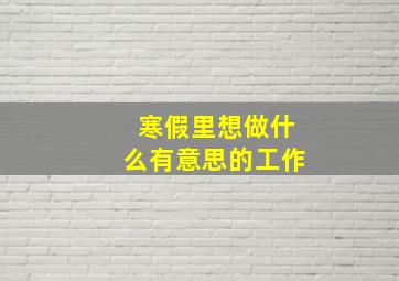 寒假里想做什么有意思的工作