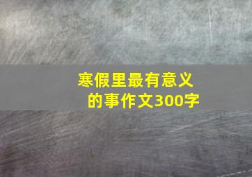 寒假里最有意义的事作文300字