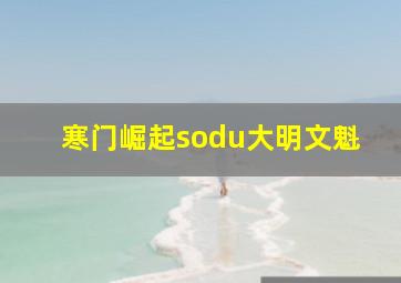 寒门崛起sodu大明文魁