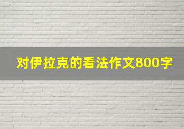 对伊拉克的看法作文800字