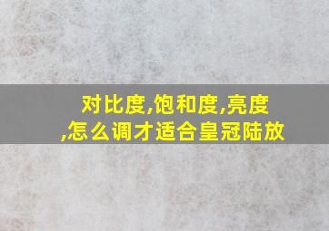 对比度,饱和度,亮度,怎么调才适合皇冠陆放