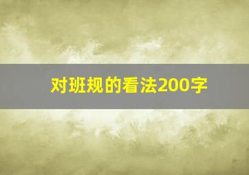 对班规的看法200字