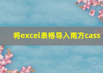 将excel表格导入南方cass