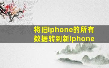 将旧iphone的所有数据转到新iphone