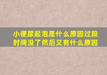 小便尿起泡是什么原因过段时间没了然后又有什么原因