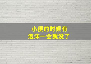 小便的时候有泡沫一会就没了