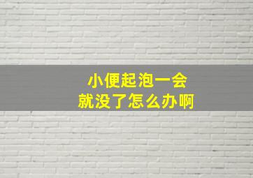 小便起泡一会就没了怎么办啊