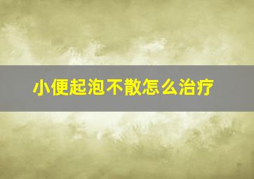 小便起泡不散怎么治疗