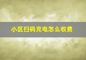 小区扫码充电怎么收费