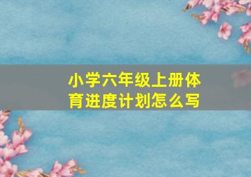 小学六年级上册体育进度计划怎么写