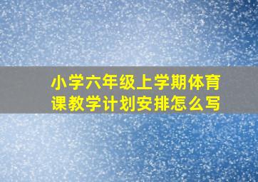 小学六年级上学期体育课教学计划安排怎么写