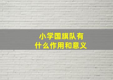 小学国旗队有什么作用和意义