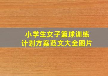 小学生女子篮球训练计划方案范文大全图片