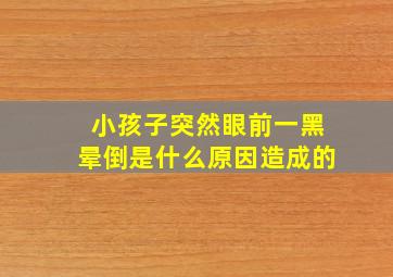 小孩子突然眼前一黑晕倒是什么原因造成的