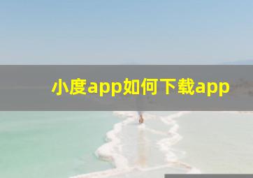 小度app如何下载app