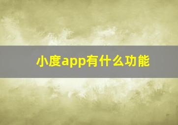 小度app有什么功能