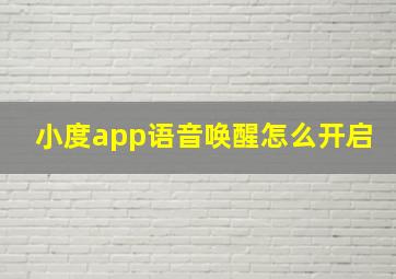 小度app语音唤醒怎么开启