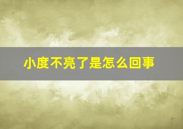 小度不亮了是怎么回事