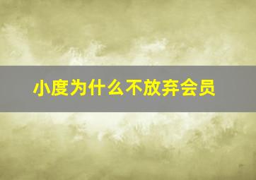 小度为什么不放弃会员