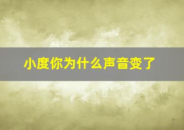 小度你为什么声音变了