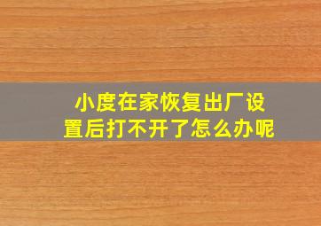 小度在家恢复出厂设置后打不开了怎么办呢