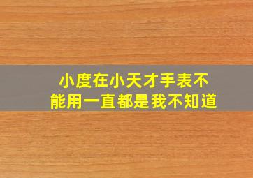 小度在小天才手表不能用一直都是我不知道