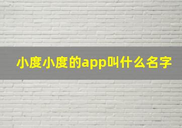 小度小度的app叫什么名字