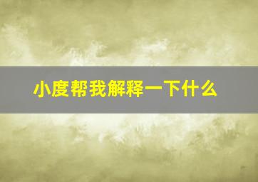 小度帮我解释一下什么