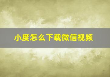 小度怎么下载微信视频