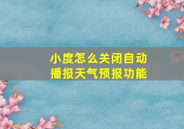 小度怎么关闭自动播报天气预报功能