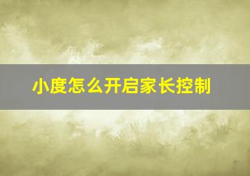 小度怎么开启家长控制