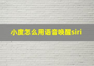 小度怎么用语音唤醒siri