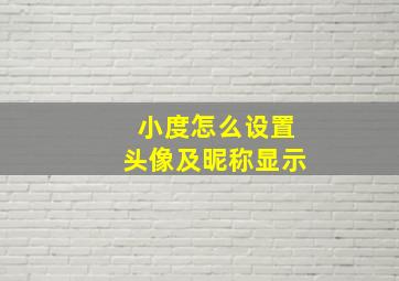 小度怎么设置头像及昵称显示