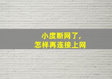 小度断网了,怎样再连接上网