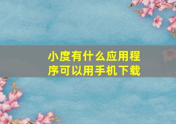 小度有什么应用程序可以用手机下载