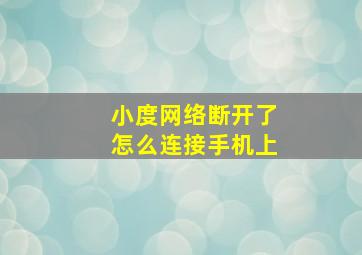 小度网络断开了怎么连接手机上