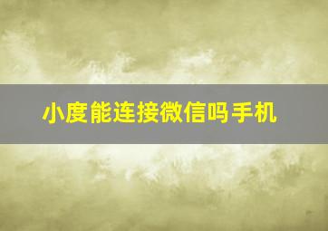 小度能连接微信吗手机