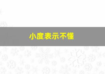 小度表示不懂