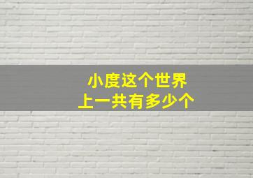 小度这个世界上一共有多少个