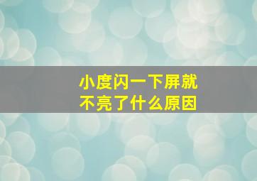 小度闪一下屏就不亮了什么原因