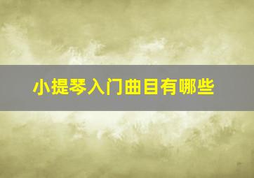 小提琴入门曲目有哪些