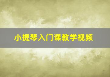 小提琴入门课教学视频