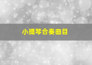 小提琴合奏曲目