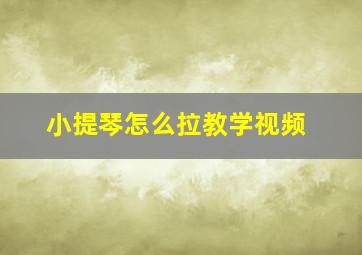 小提琴怎么拉教学视频