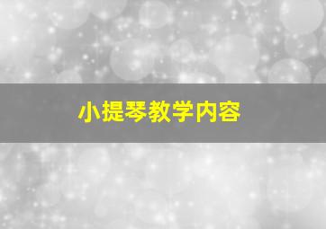 小提琴教学内容