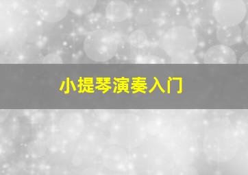 小提琴演奏入门