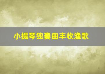 小提琴独奏曲丰收渔歌