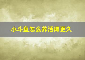 小斗鱼怎么养活得更久